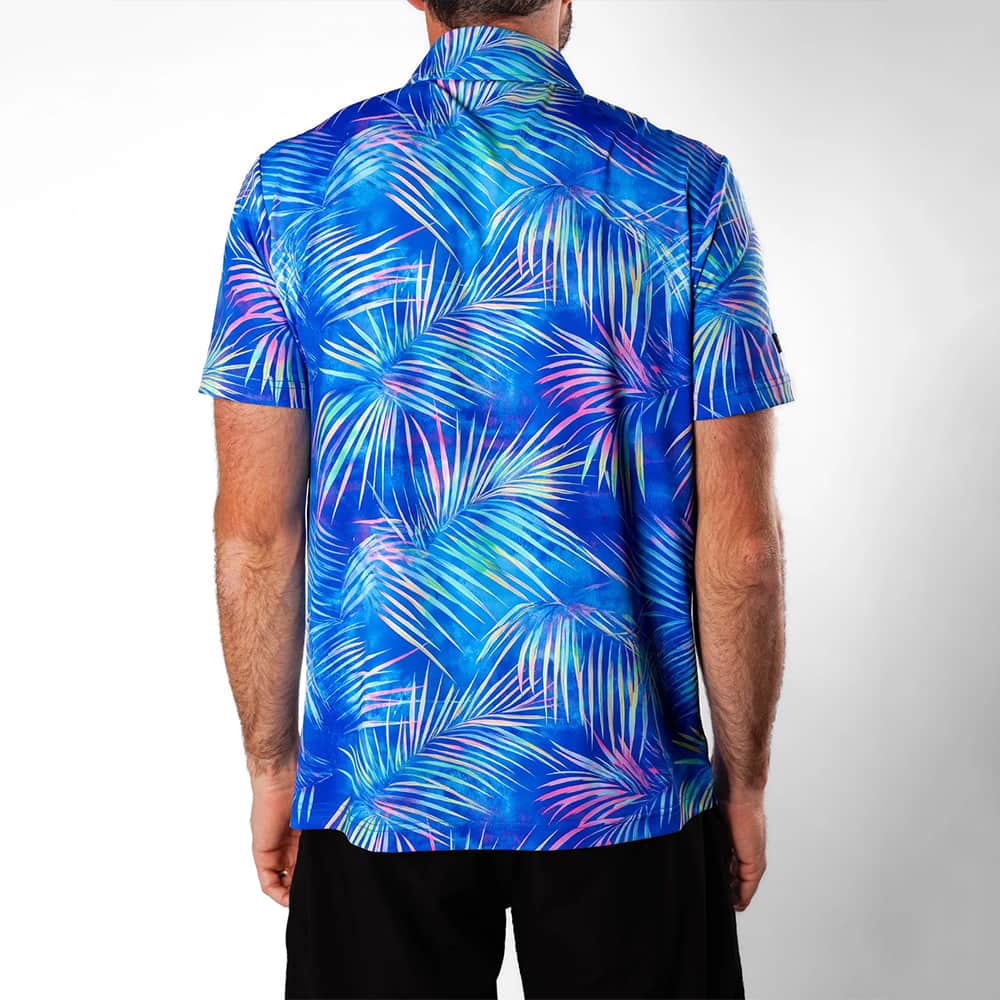 Adam Sandler Good Morning America 2025 Blue Leaf Print Polo Shirt